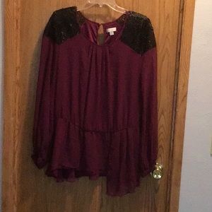 Beautiful purple blouse with black lace